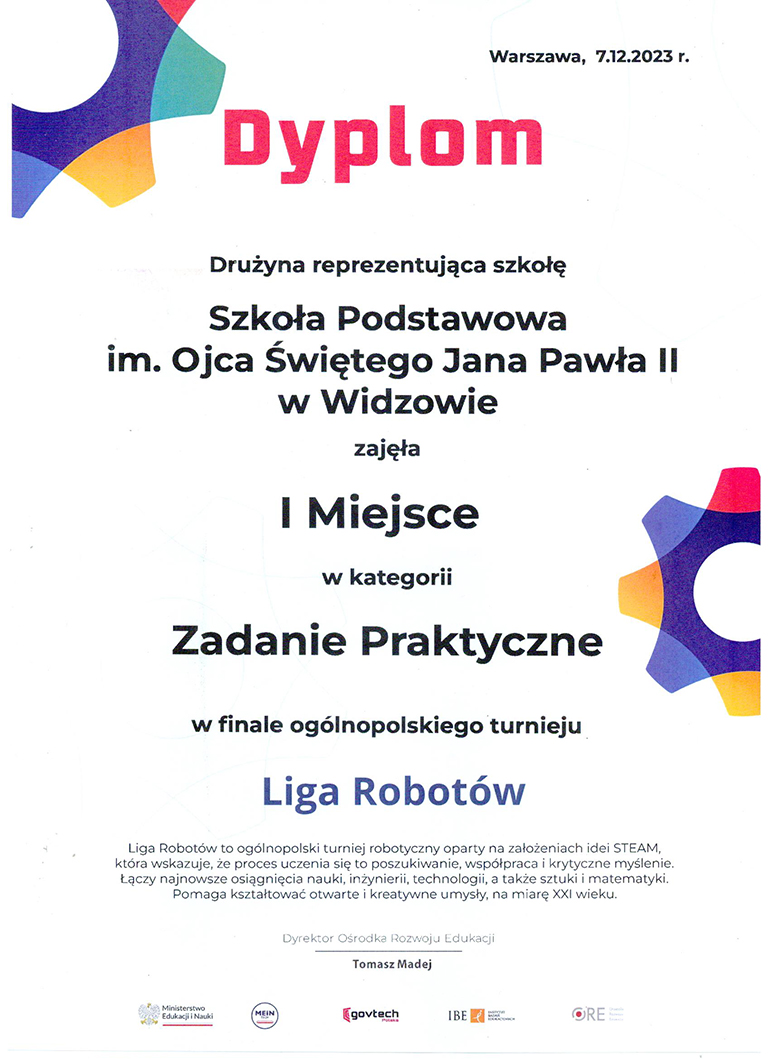 Sukces uczniów z Widzowa na ogólnopolskim turnieju “Liga robotów”