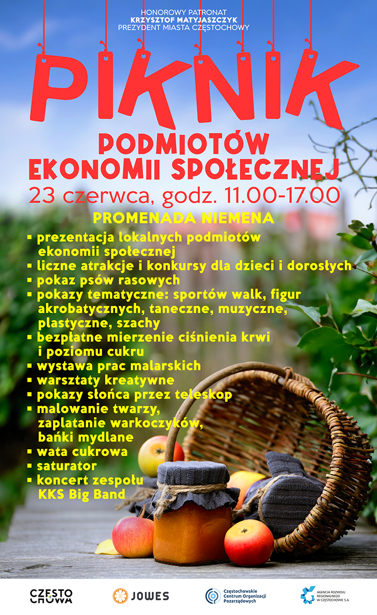 Zaproszenie na Piknik Ekonomii Społecznej w Częstochowie Zaproszenie na Piknik Ekonomii Społecznej w Częstochowie