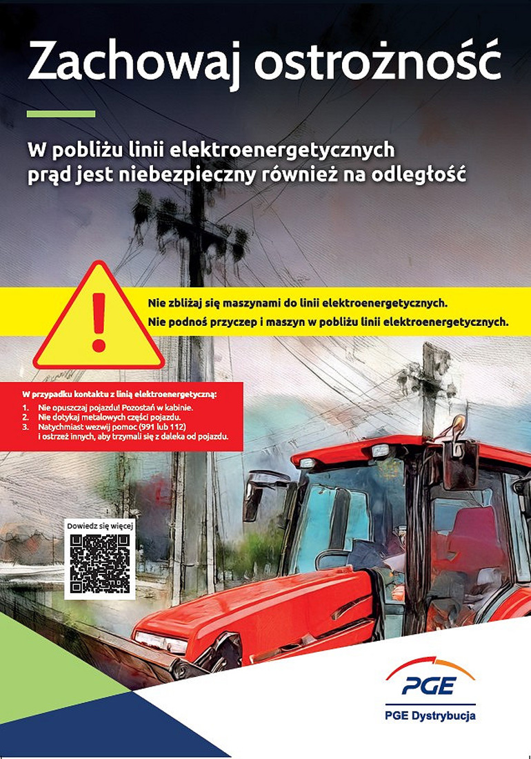 Zachowaj ostrożność w pobliżu linii elektroenergetycznych