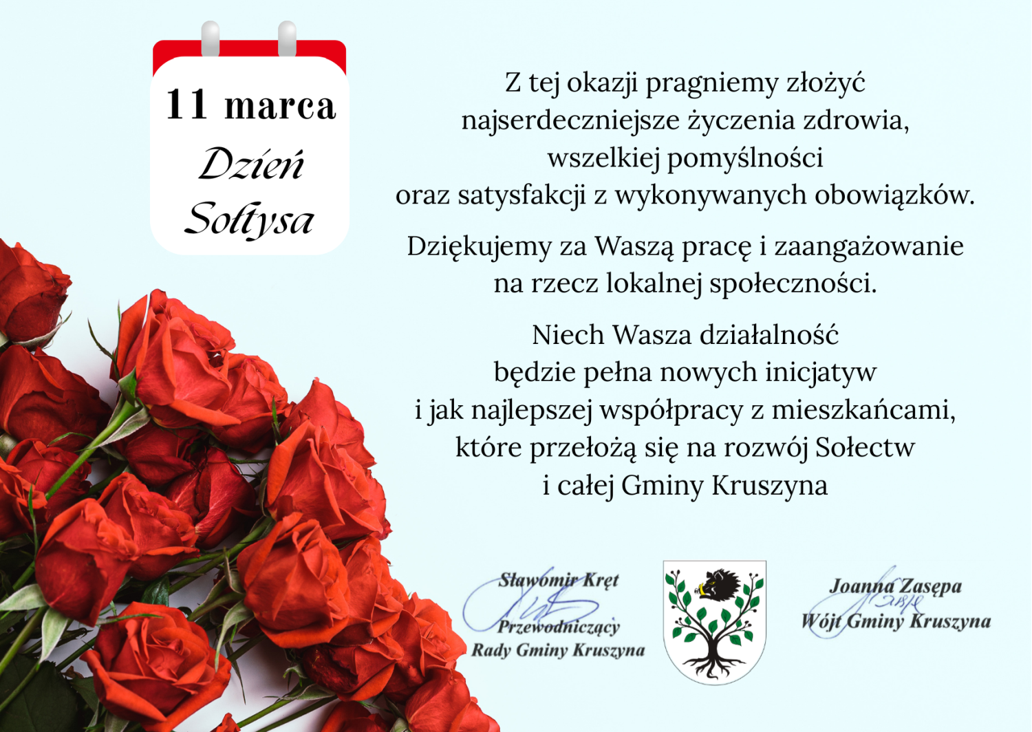 Życzenia  z okazji Dnia Sołtysa